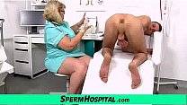 Fat big tits Anna is dirty doctor jerking off a boy
