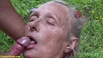 extreme big saggy tits ugly big belly 87 years old granny gets first time rough outdoor fucked by her big cock toyboy